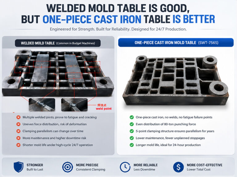 Welded Mold Table vs One-Piece Cast Iron Mold Table - SWT-7565 Comparison