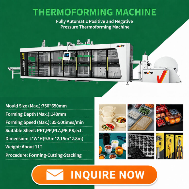 Inquire Now - SWT-7565 Thermoforming Machine for Plastic Food Packaging